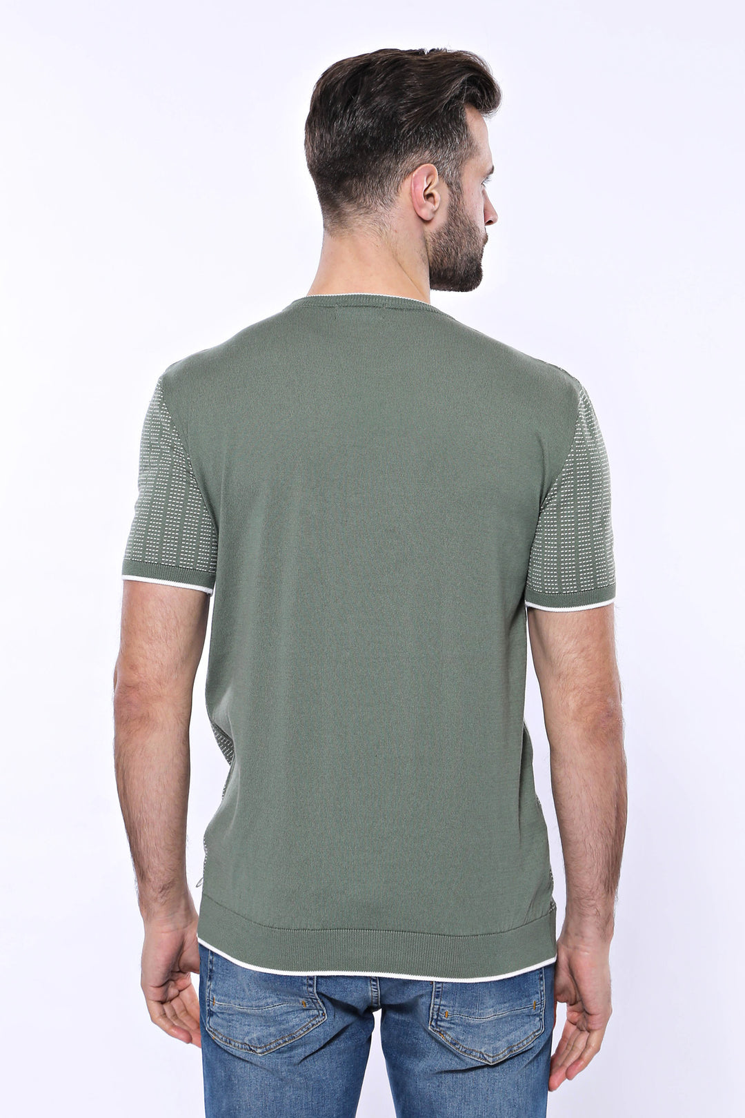Camiseta De Punto Verde Estampada Con Cuello Circular - Wessi