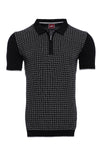 Camiseta polo de punto con cremallera a cuadros negra | wess