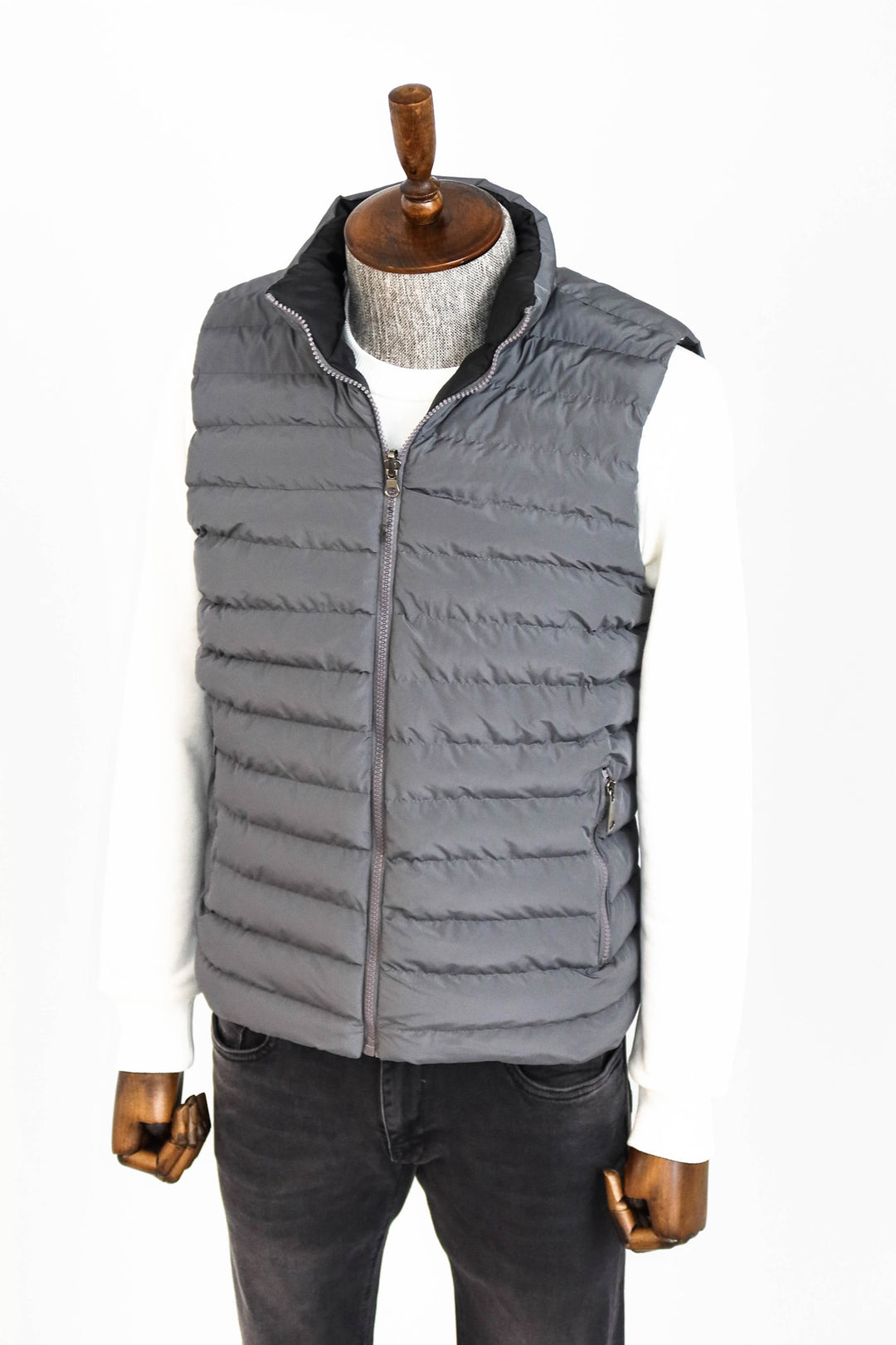 Reversible Puffer Grey Men's Down Vest - Wessi