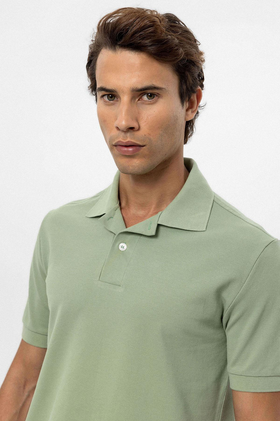 Men's Light Khaki Polo Neck T-Shirt - Wessi