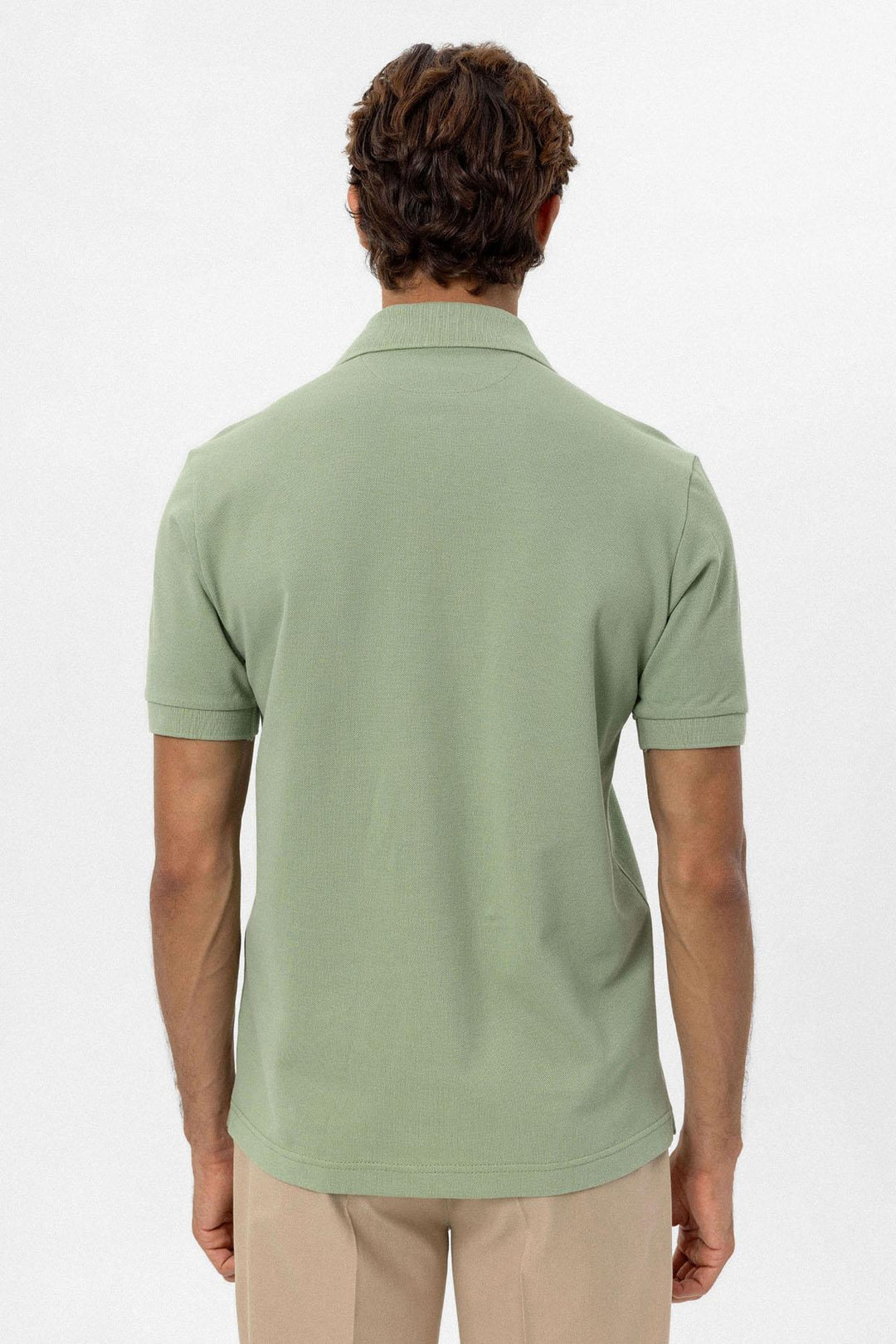 Men's Light Khaki Polo Neck T-Shirt - Wessi