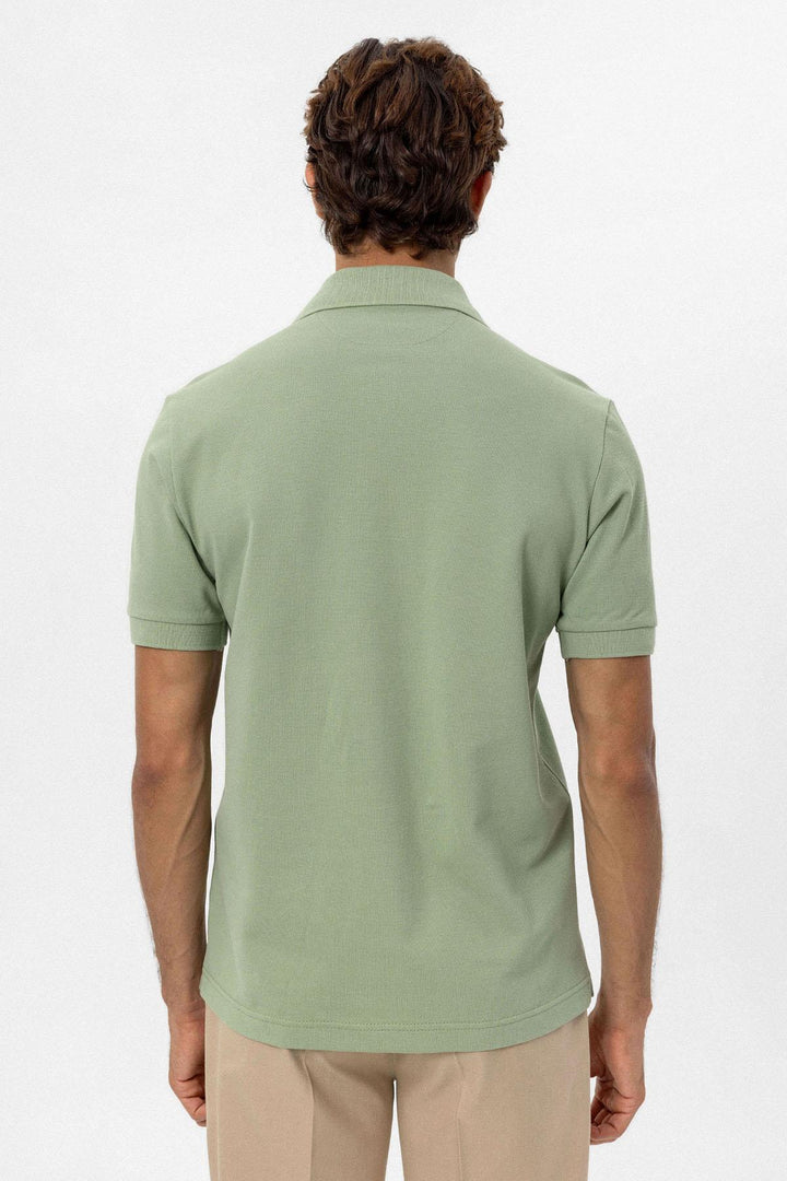 Men's Light Khaki Polo Neck T-Shirt - Wessi