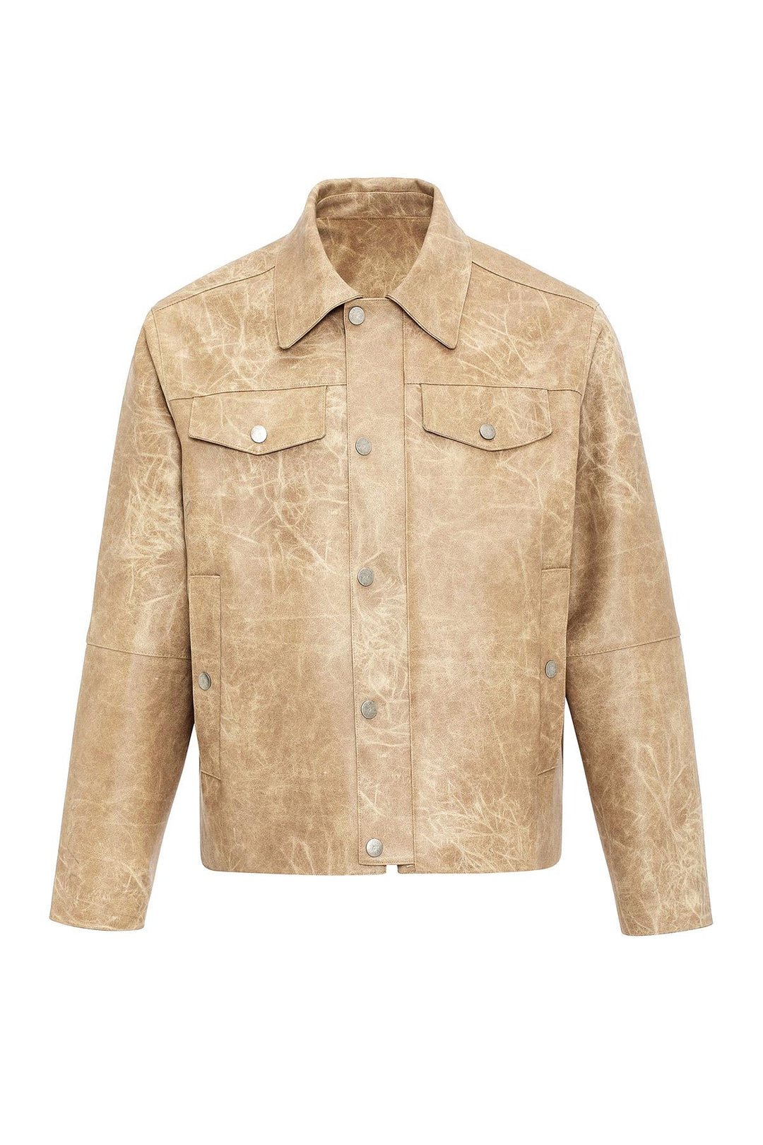 Beige Giacca da Uomo in Ecopelle Slim Fit - Wessi