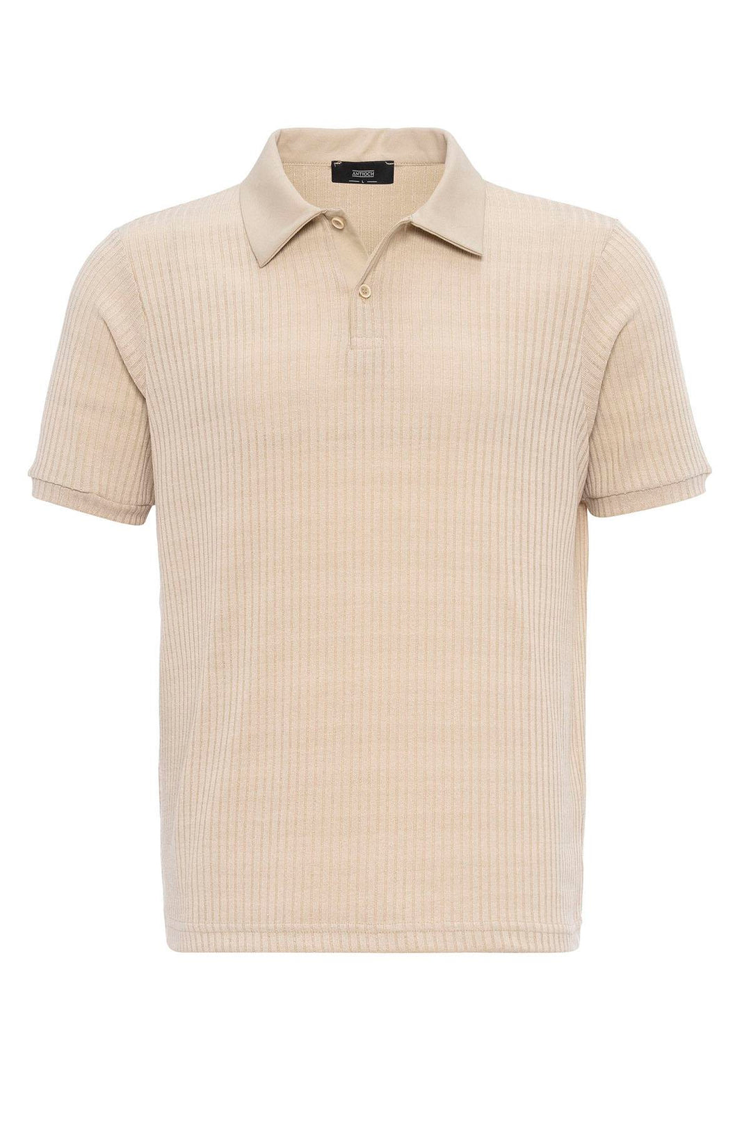 Men's Beige Slim Fit Polo Collar T-Shirt - Wessi
