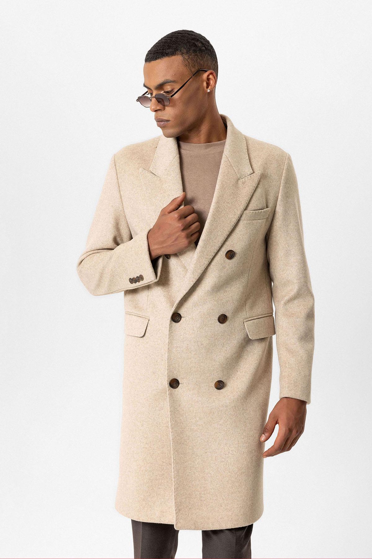 Beige Wool-Blend Double-Breasted Men's Coats - Wessi – Wessi Beige Wool-Blend Double-Breasted Men's Coats - Wessi – Wessi