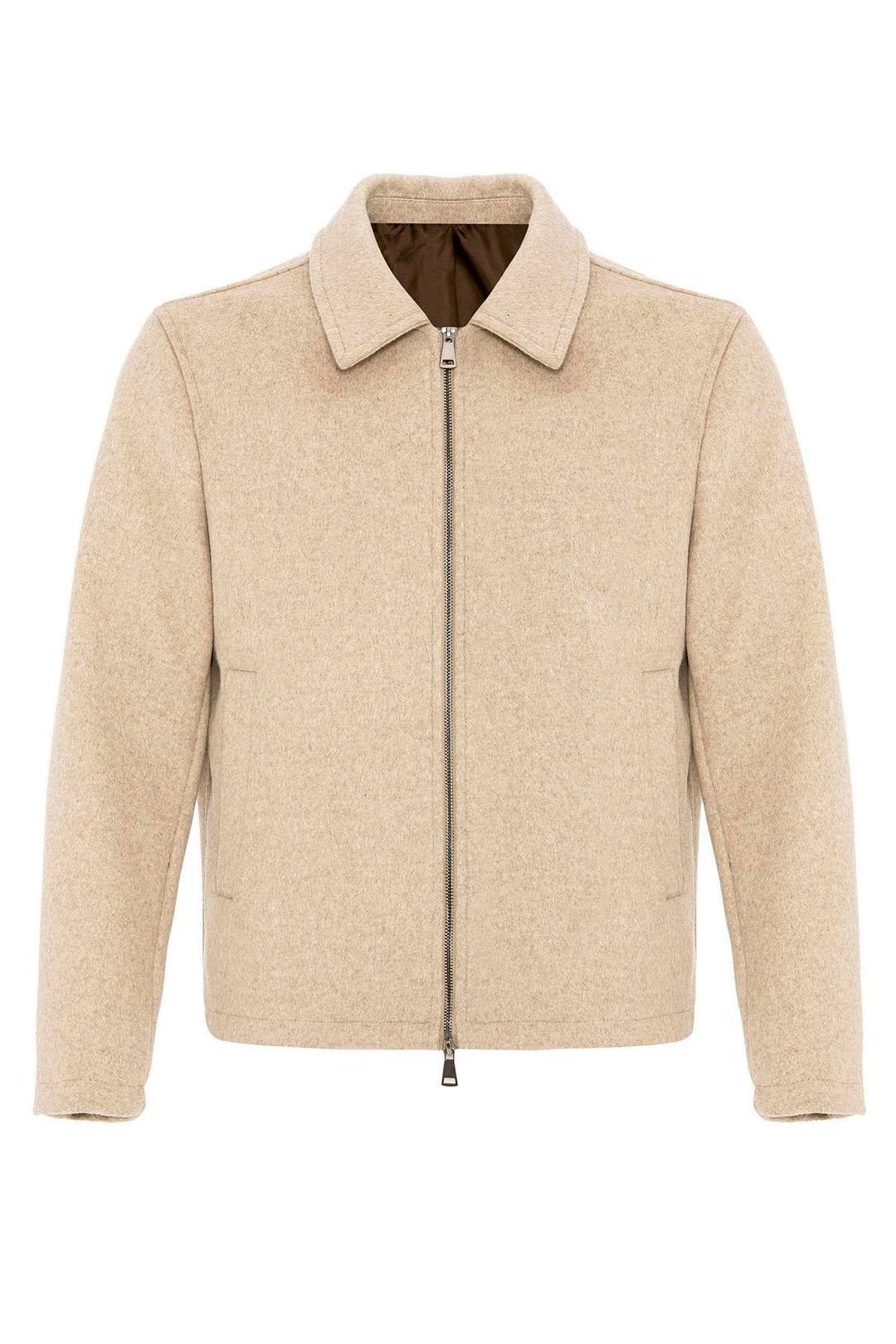 Beige Wool-Blend Seasonal Men's Jacket - Wessi