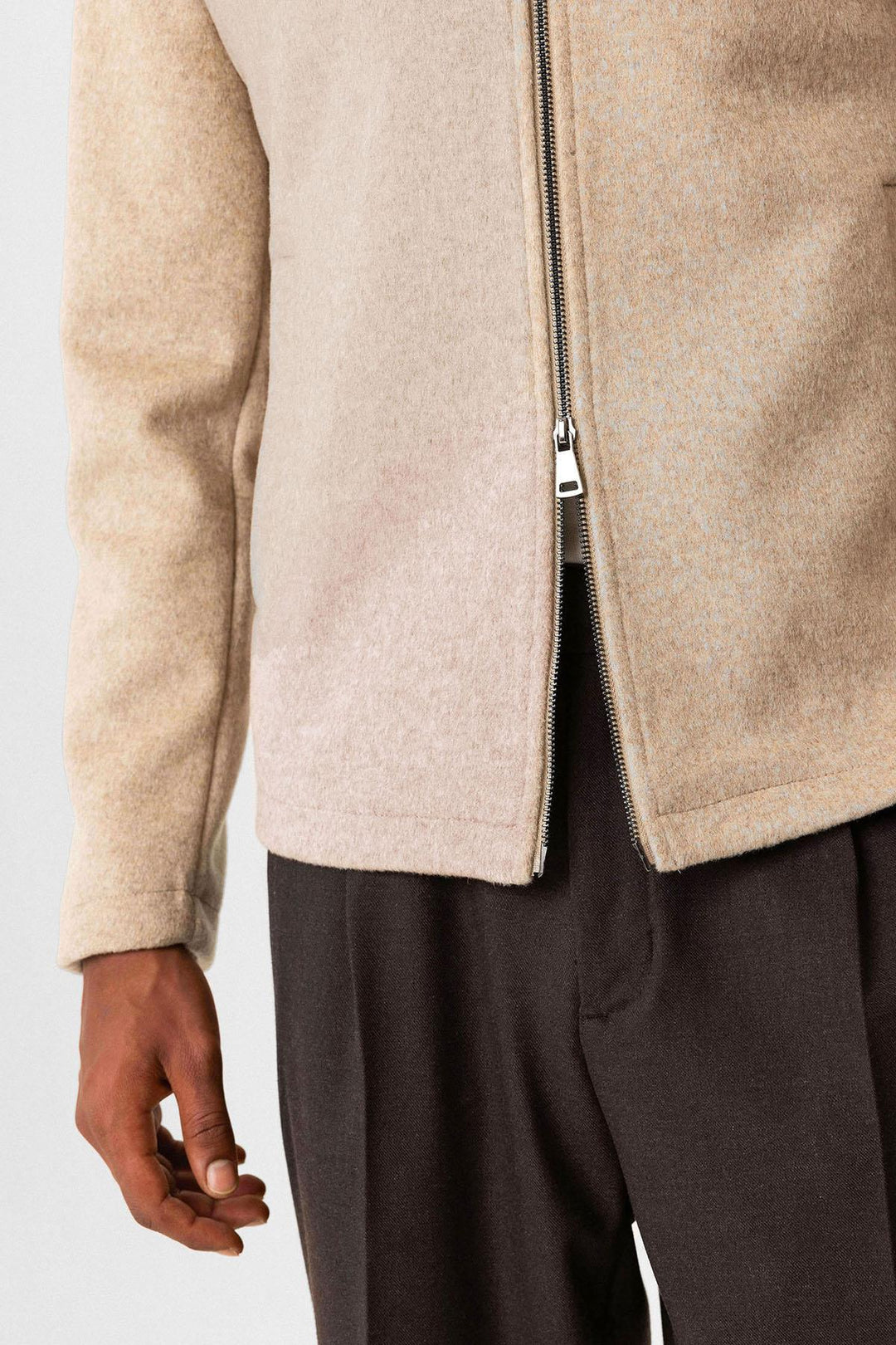 Beige Wool-Blend Seasonal Men's Jacket - Wessi