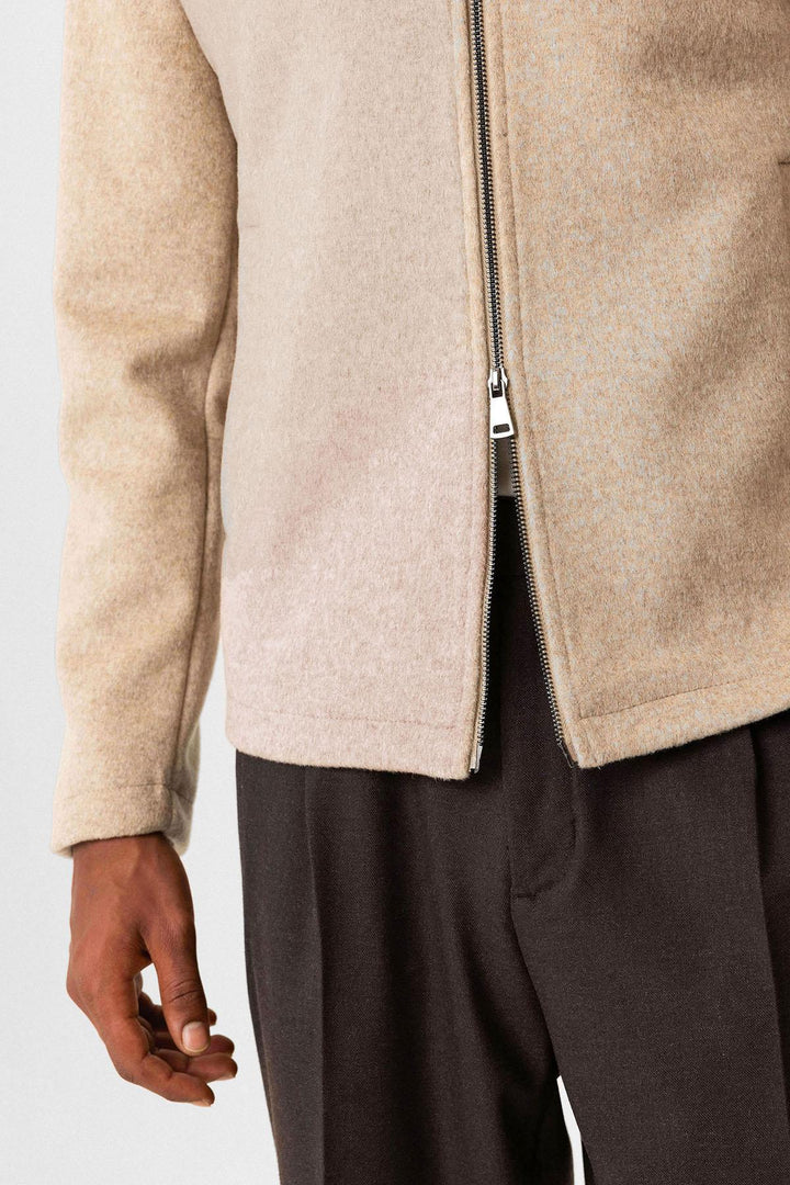 Beige Wool-Blend Seasonal Men's Jacket - Wessi