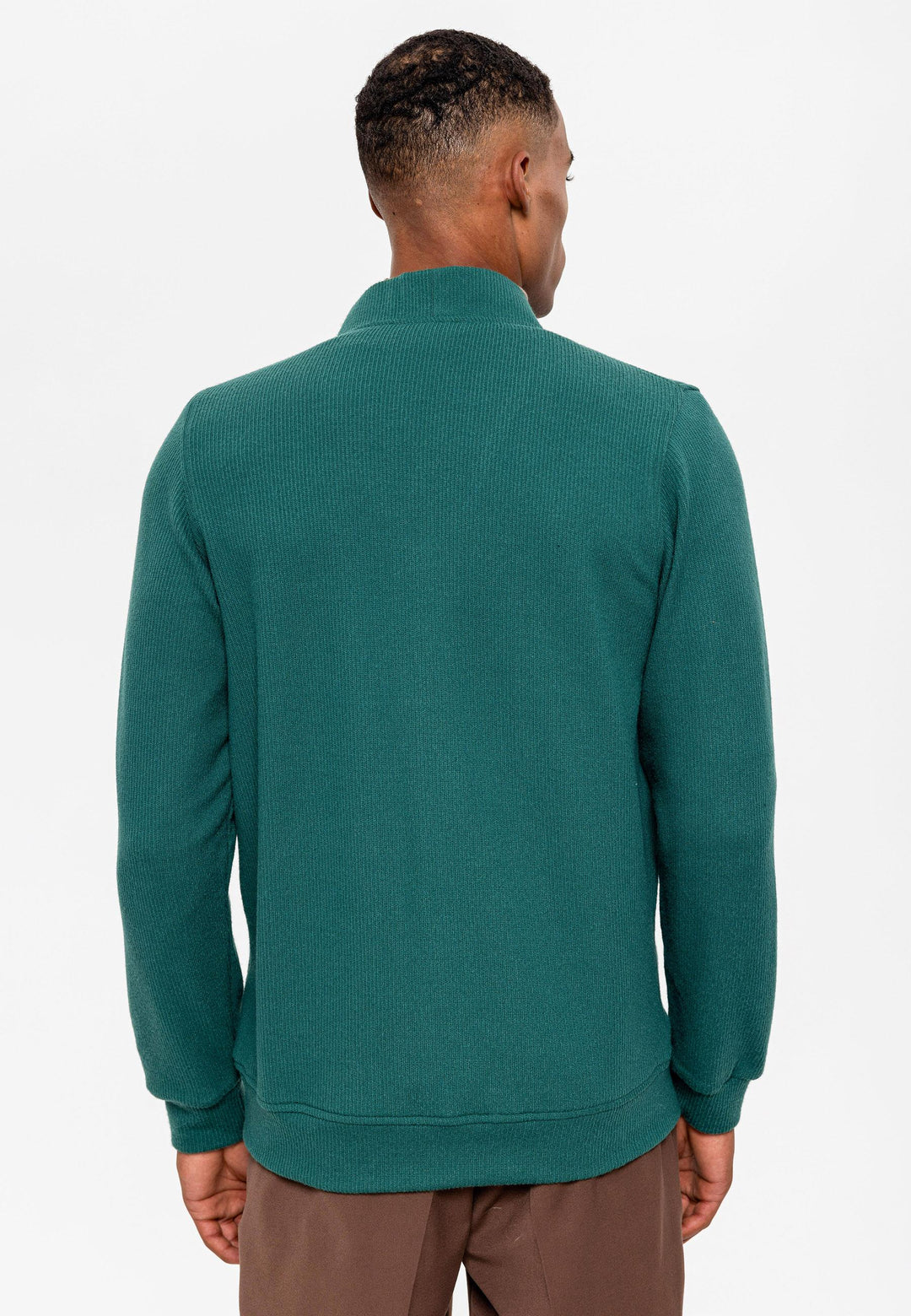 Cardigan verde da uomo con scollo a V ed elastico in vita - Wessi