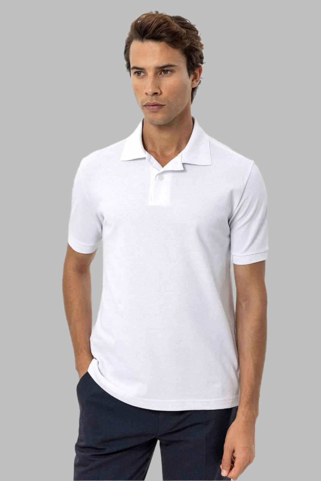 T-shirt col polo blanc pour homme - Wessi