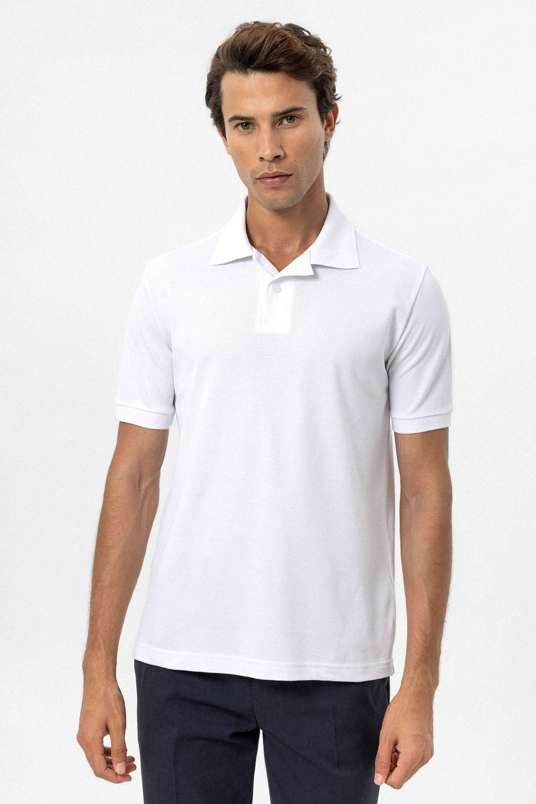 T-shirt col polo blanc pour homme - Wessi