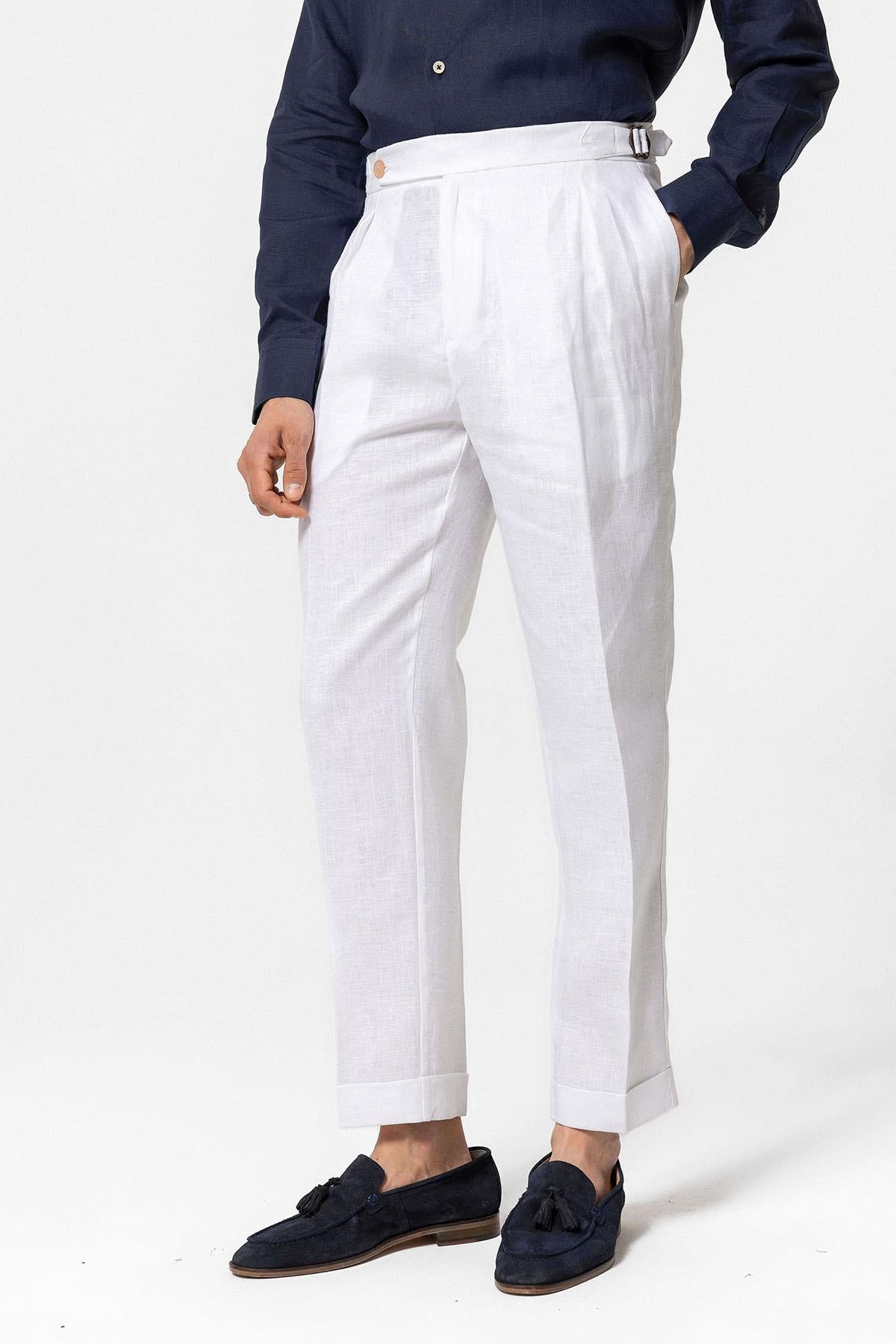 mens pleated white dress pants Kosheko Men's Pleated Straight Wide Leg Suit Pants Casual Business Dress Pant Big Tall Zipper Fly Baggy Trousers with Pockets White Xxxxxl, Size: 5XL
