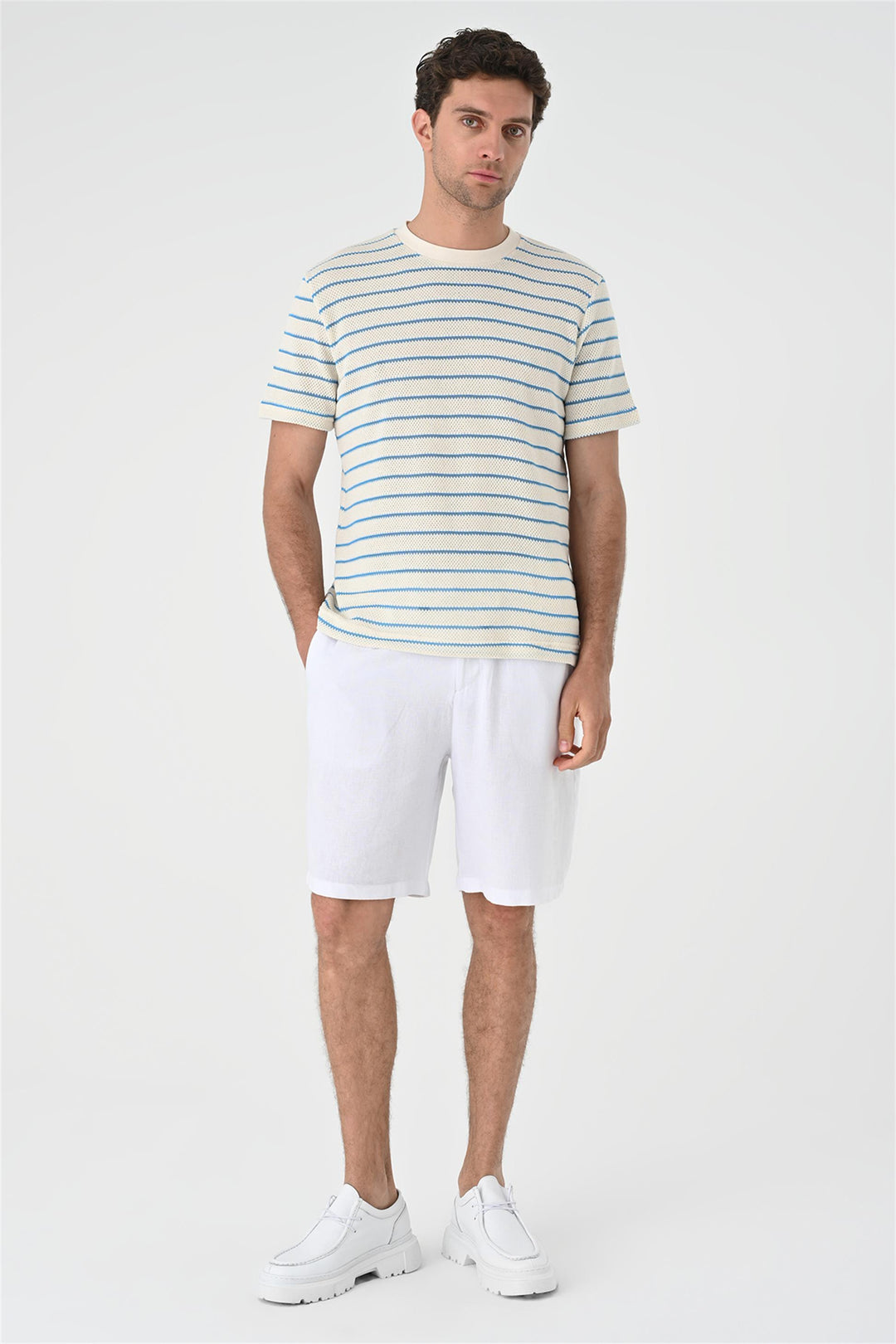 T-shirt lavorata a maglia a righe Sax da uomo - Wessi