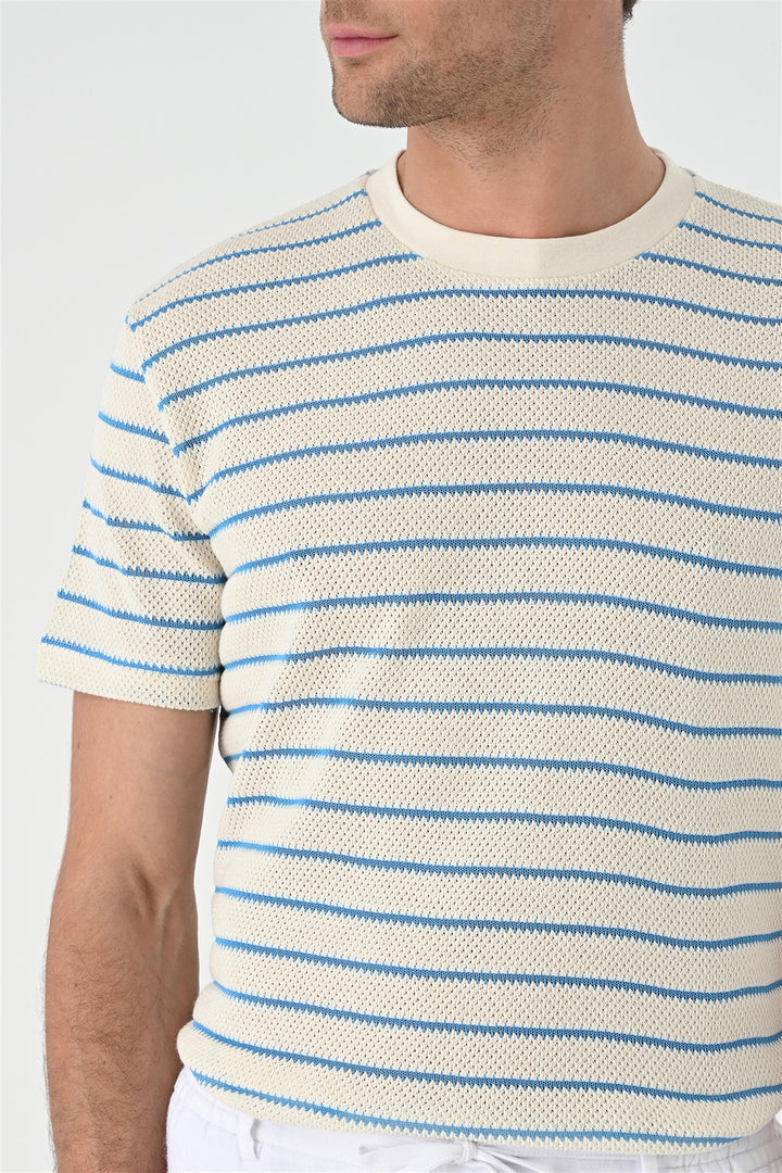 T-shirt lavorata a maglia a righe Sax da uomo - Wessi