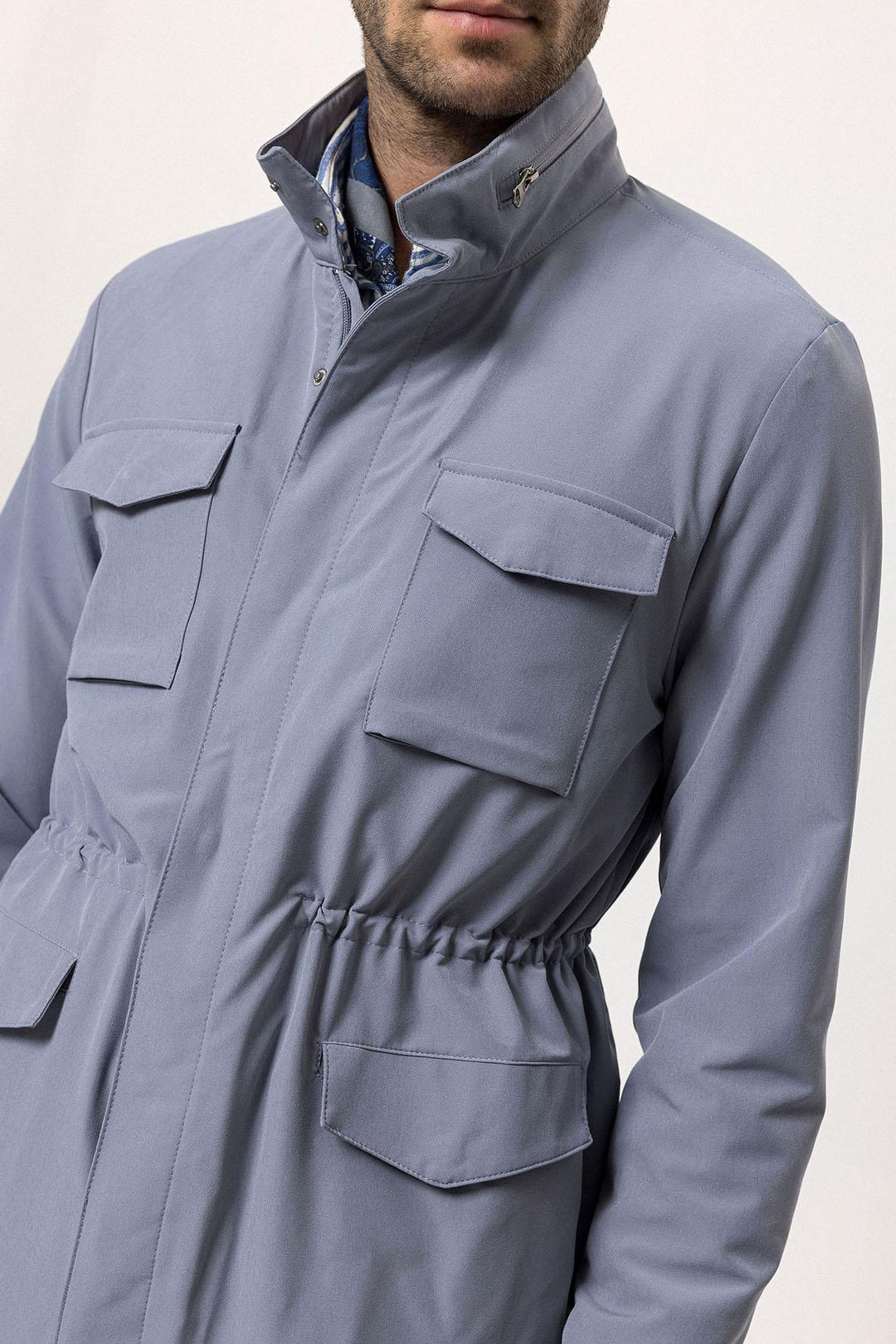 Veste Safari Col Montant Indigo Homme - Wessi