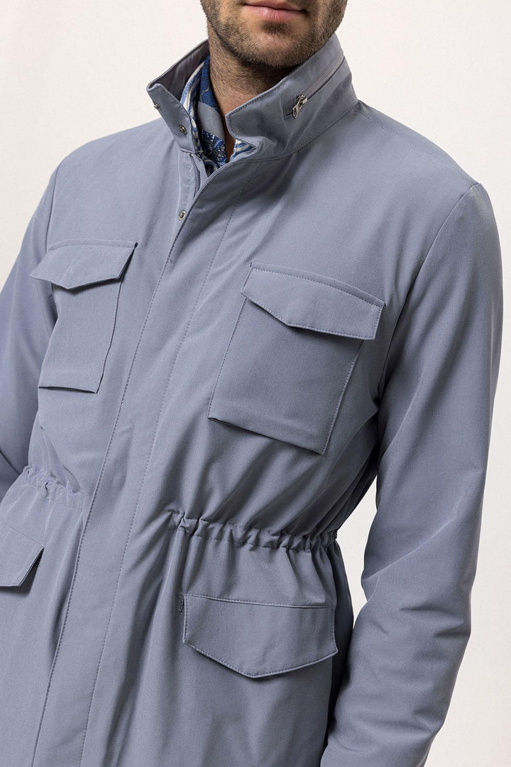 Veste Safari Col Montant Indigo Homme - Wessi