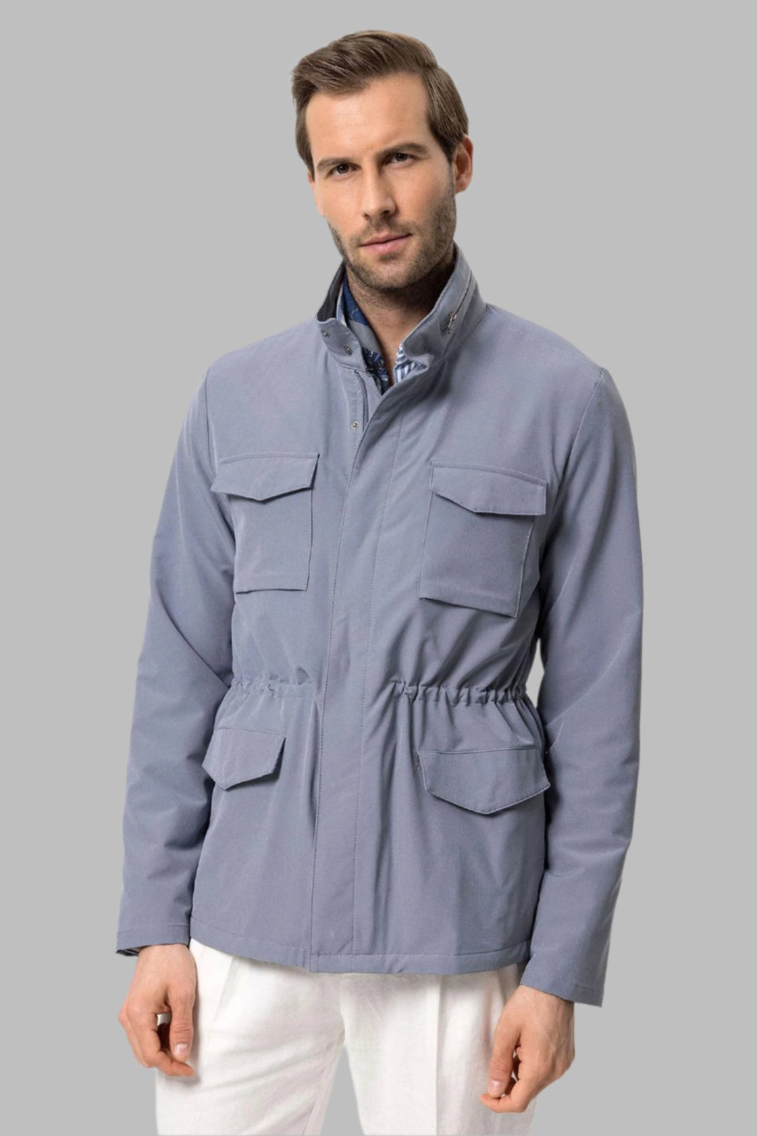 Veste Safari Col Montant Indigo Homme - Wessi