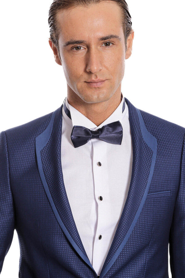 Smoking blu scuro con motivo a pois - Wessi