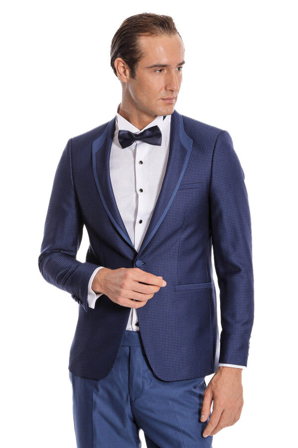 Smoking blu scuro con motivo a pois - Wessi