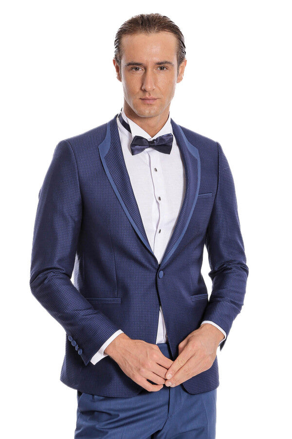 Smoking blu scuro con motivo a pois - Wessi