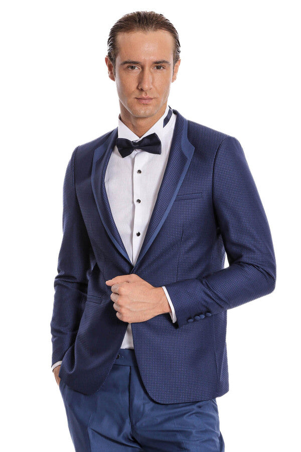 Smoking blu scuro con motivo a pois - Wessi