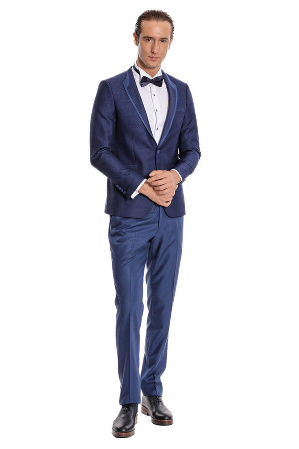 Smoking blu scuro con motivo a pois - Wessi