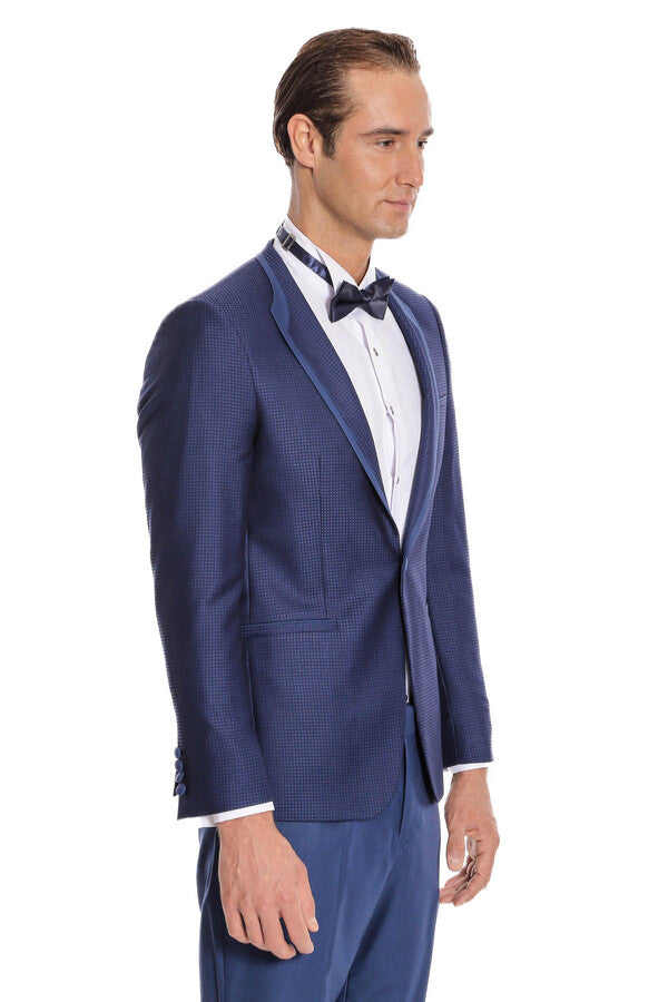 Smoking blu scuro con motivo a pois - Wessi