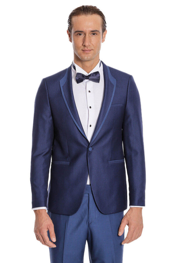Smoking blu scuro con motivo a pois - Wessi