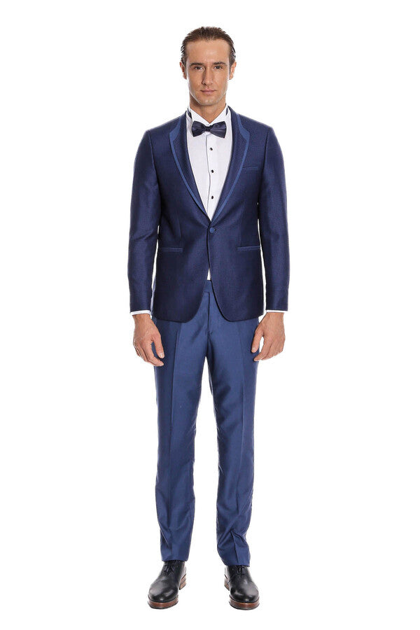 Smoking blu scuro con motivo a pois - Wessi