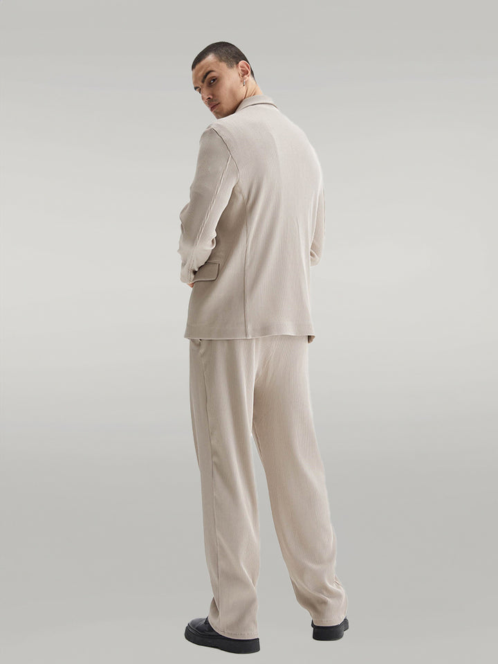 Costume Homme Beige Côtelé Texturé Oversize - Wessi