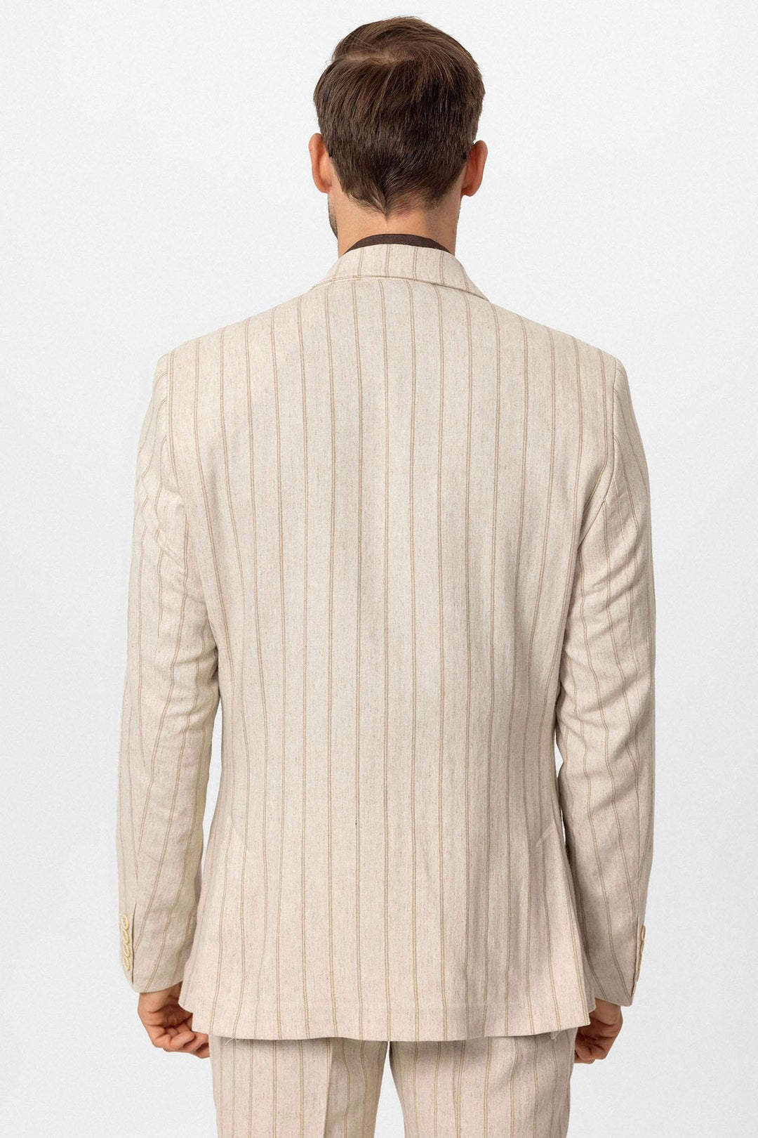 Chaqueta cruzada de hombre en mezcla de lino Vizon Crudo-Visón - Wessi