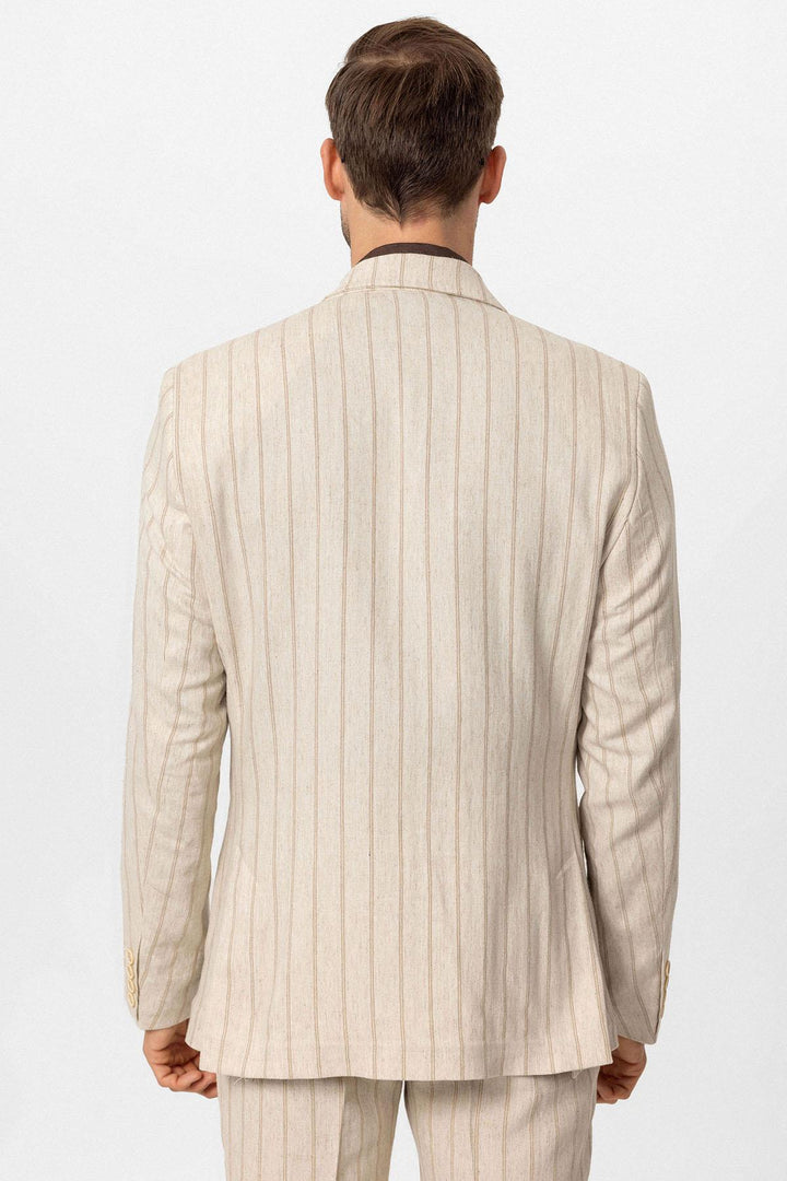 Chaqueta cruzada de hombre en mezcla de lino Vizon Crudo-Visón - Wessi