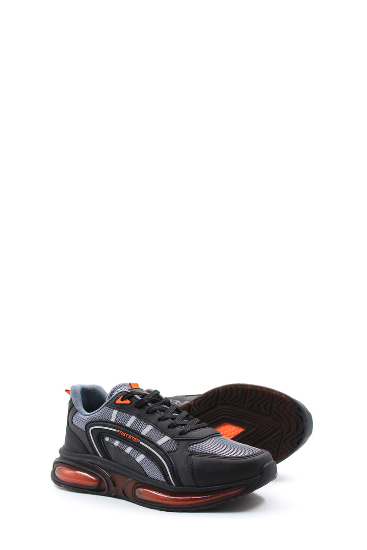 أحذية رياضية للرجال باللونين الأسود والرمادي مع لمسات برتقالية - ويسي