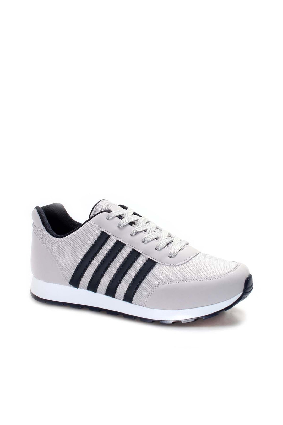 Baskets gris clair pour hommes avec détails à rayures noires - Wessi