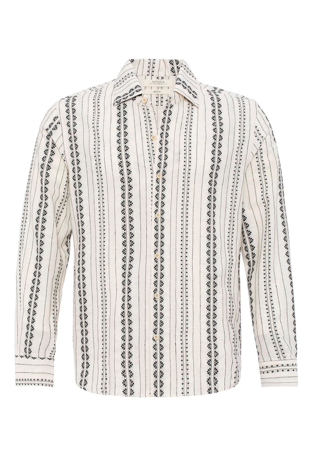 Men's Black Ethnic Design Long Sleeve  Shirt - Wessi