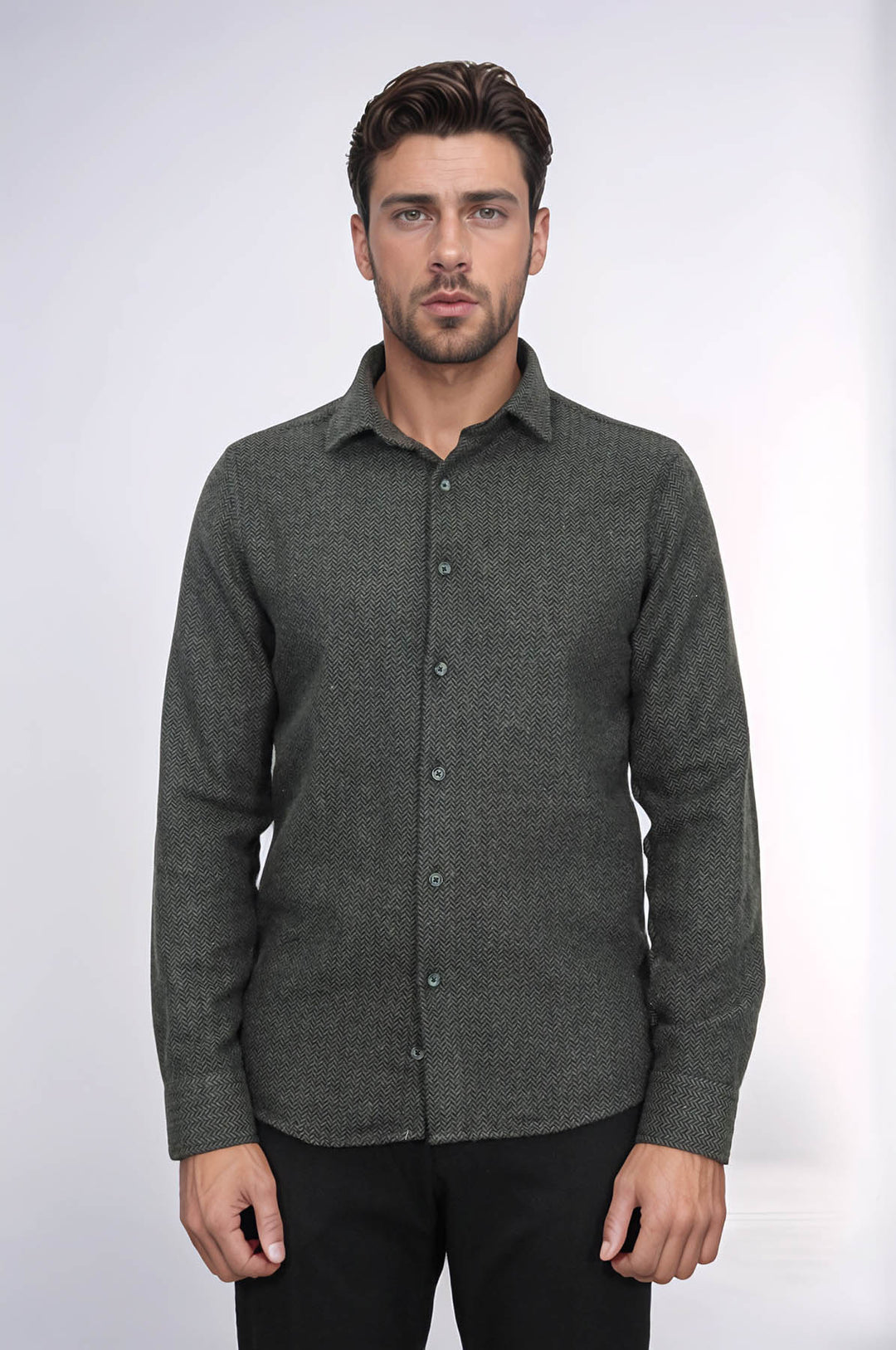 قميص حطاب منقوش باللون الأخضر للرجال - ويسي