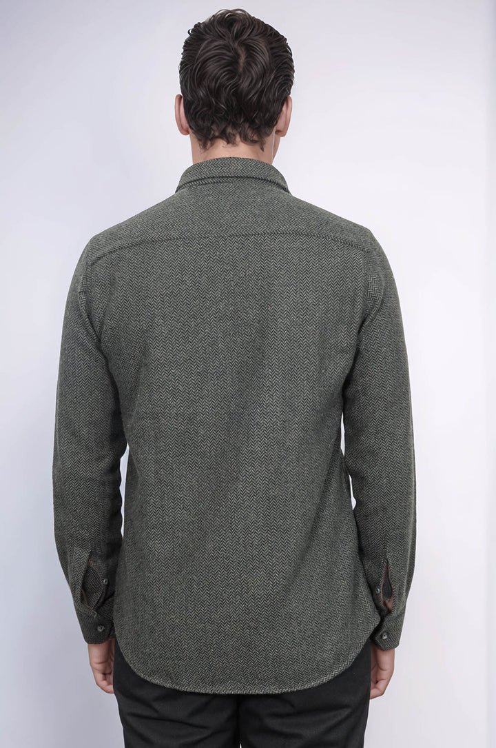 قميص حطاب منقوش باللون الأخضر للرجال - ويسي