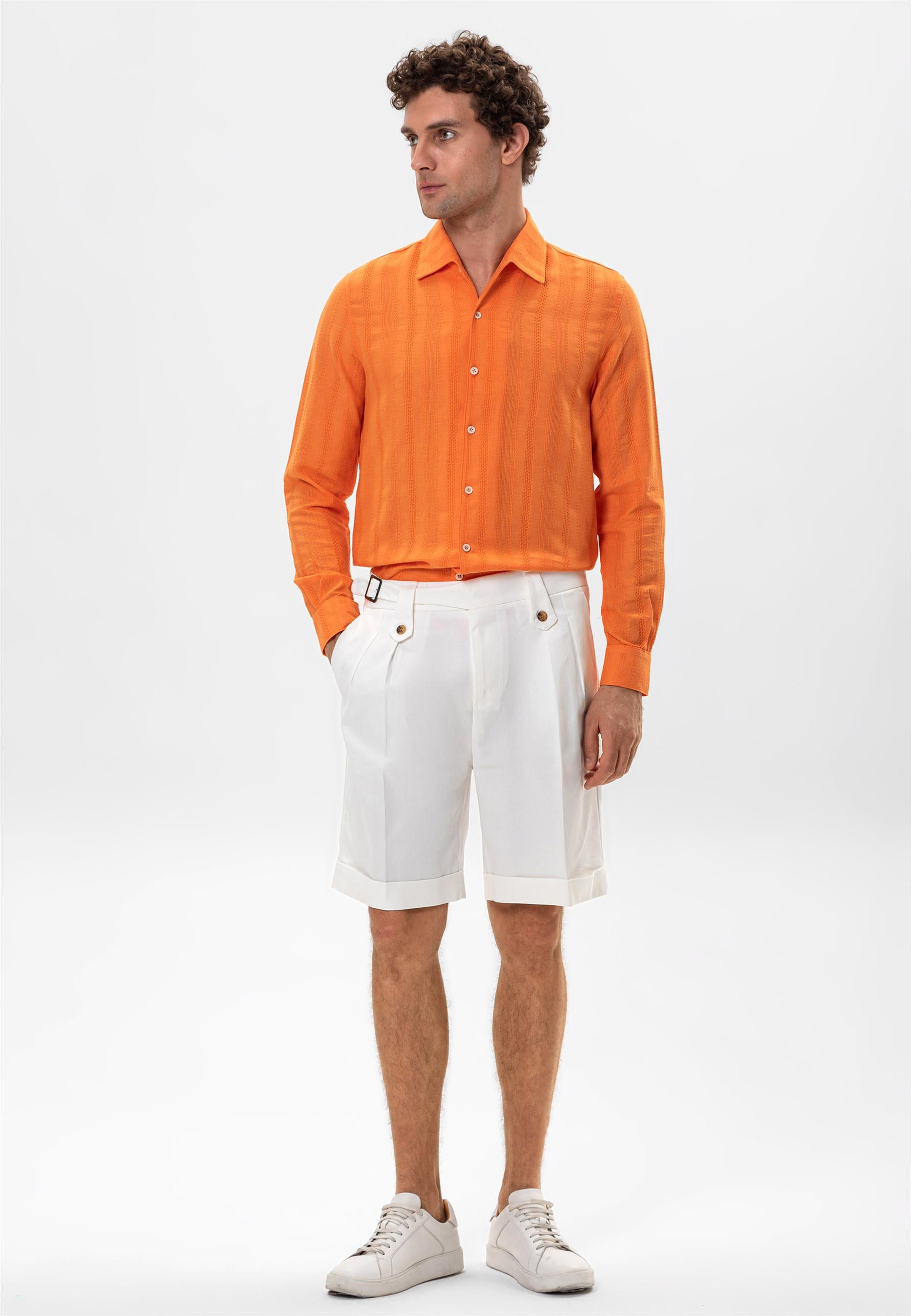 Comfortcana Chemise orange décontractée pour femmes grandes tailles