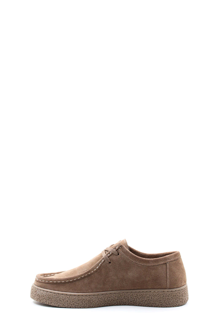 Zapatos con Cordones para Hombre en Ante Beige con Suela Texturada y Costura Mocasín - Wessi