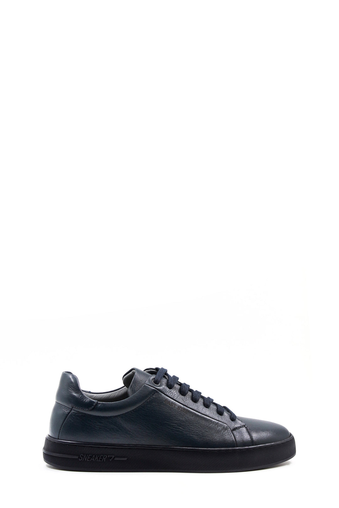 Men's Navy Blue Leather Casual Sneakers - Wessi