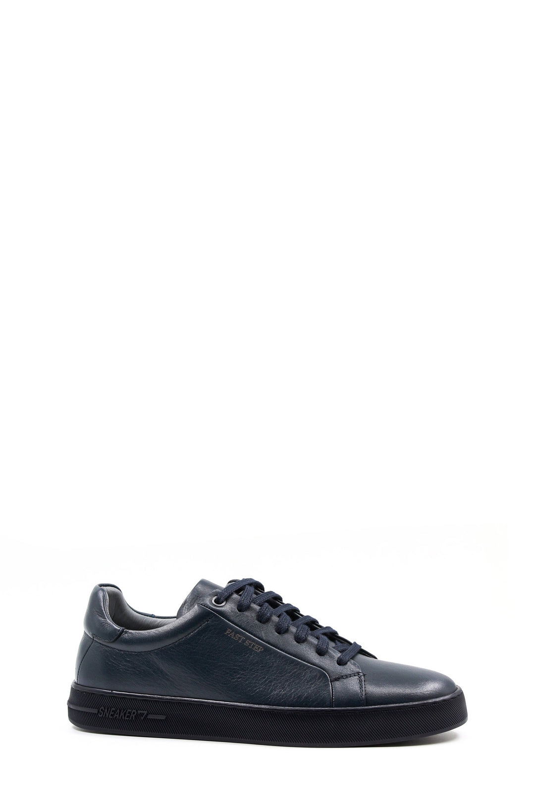 Men's Navy Blue Leather Casual Sneakers - Wessi