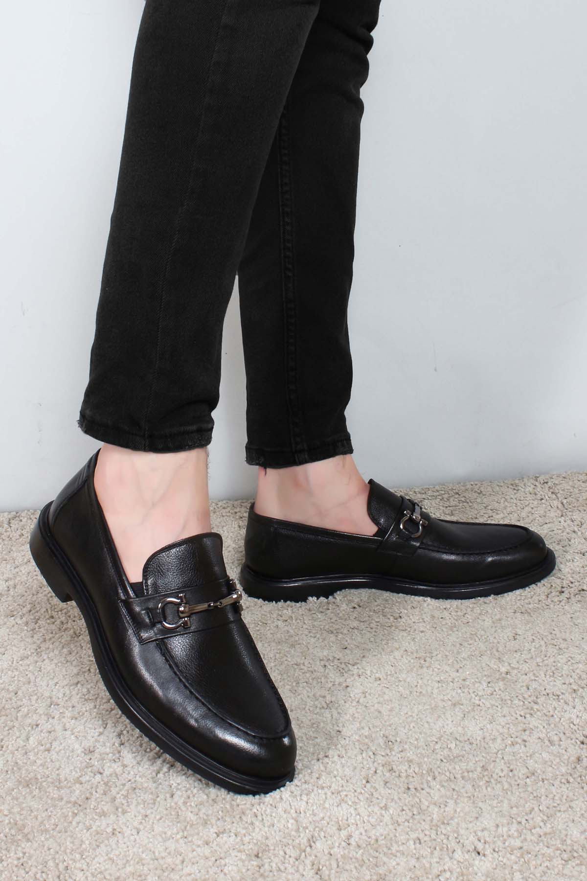 Mens Vercini Double Buckle Black Leather Dreas Shoes, Size 44 US 10.5-11 Classic Men main image 3