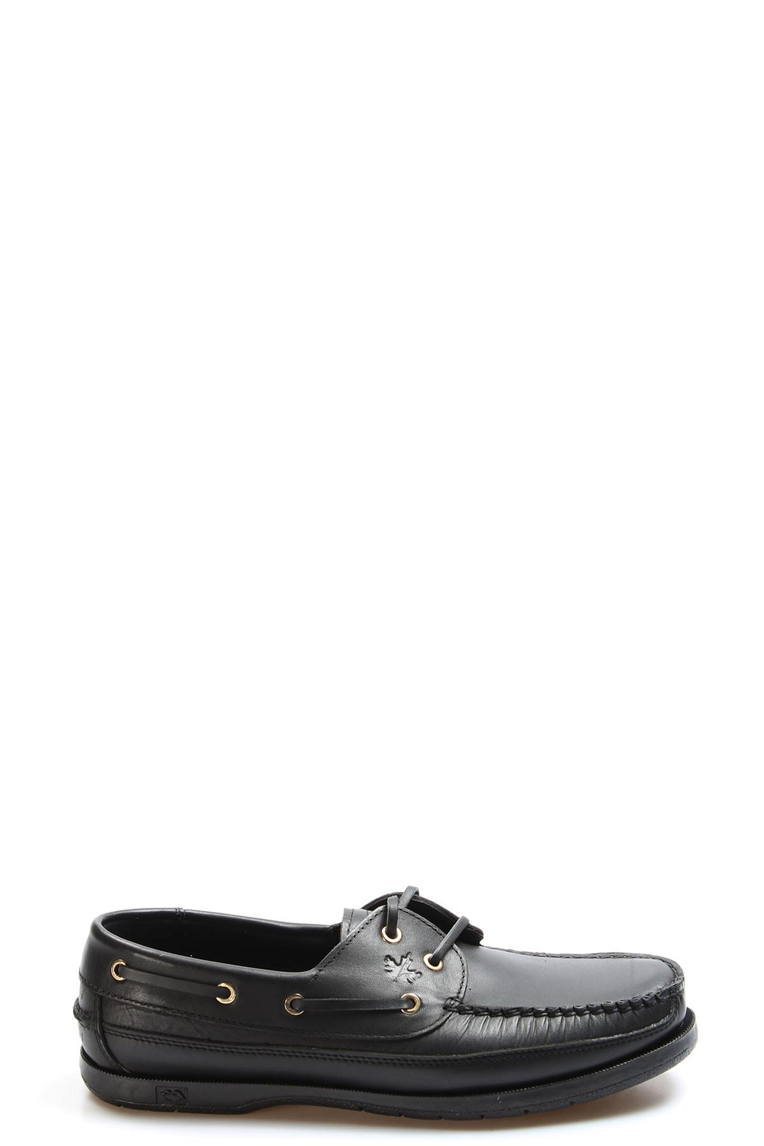 Men's Black Leather Moccasins with Gold Eyelets - Wessi