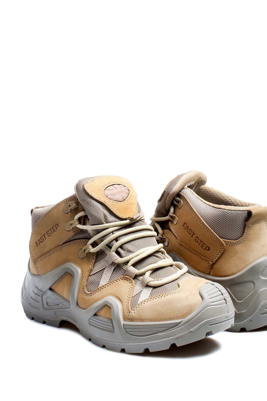 Scarponi da trekking da uomo marrone chiaro e grigi con suola robusta - Wessi