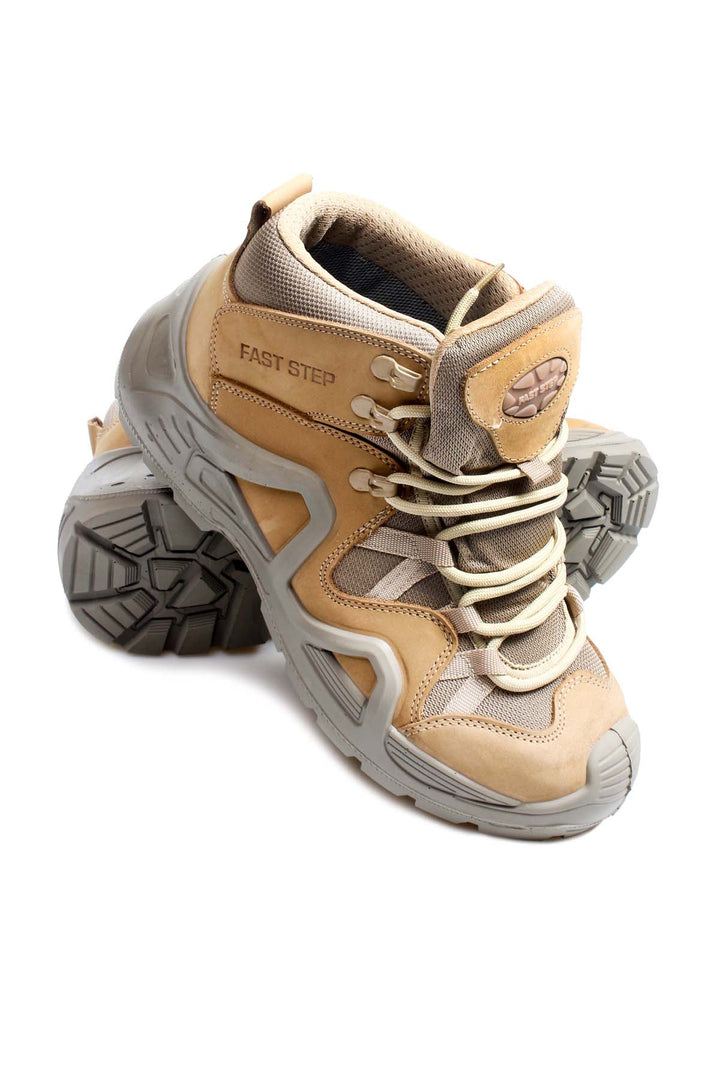 Scarponi da trekking da uomo marrone chiaro e grigi con suola robusta - Wessi