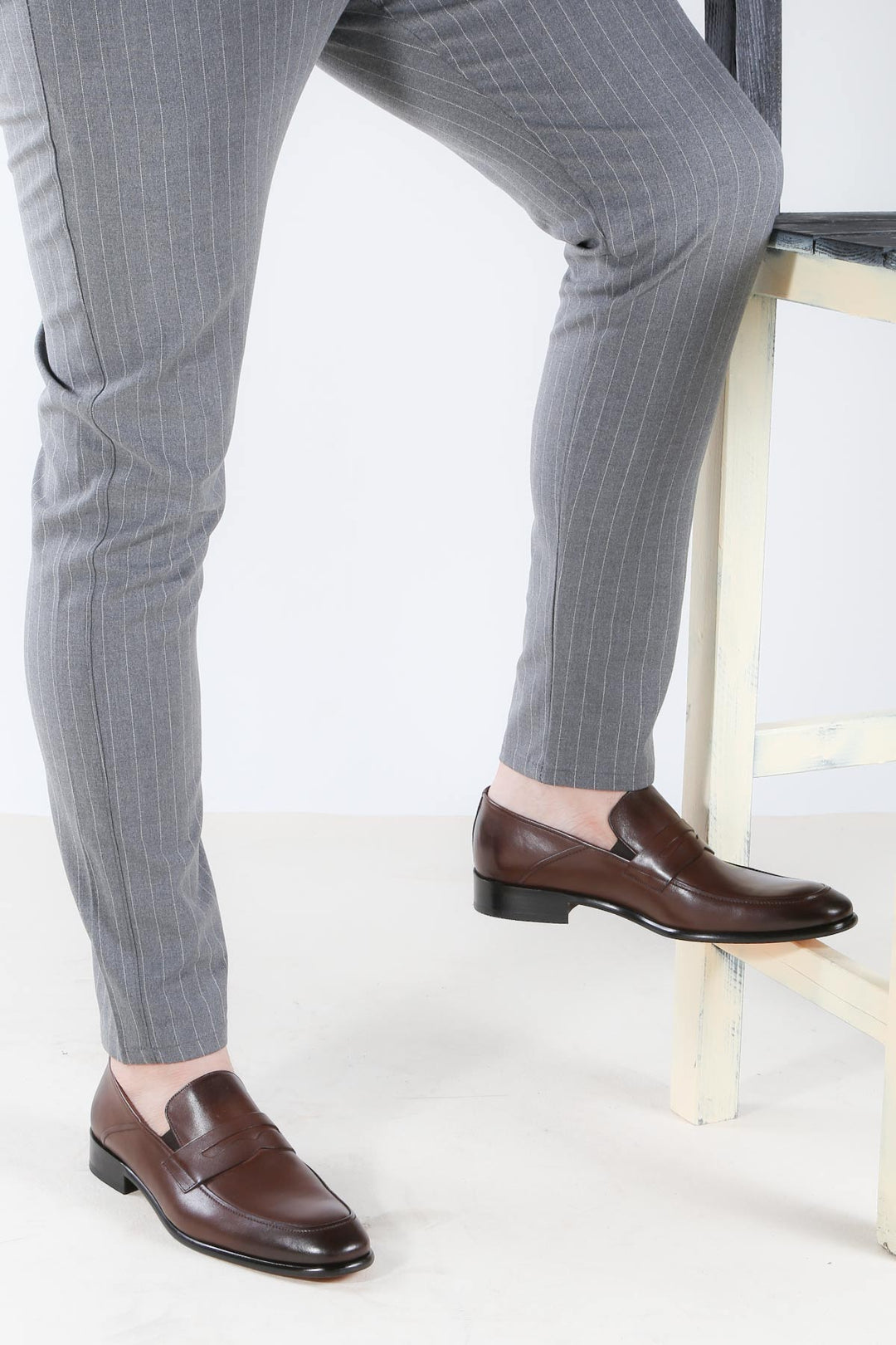 Men's Classic Brown Penny Loafers with Sleek Leather Finish - Wessi