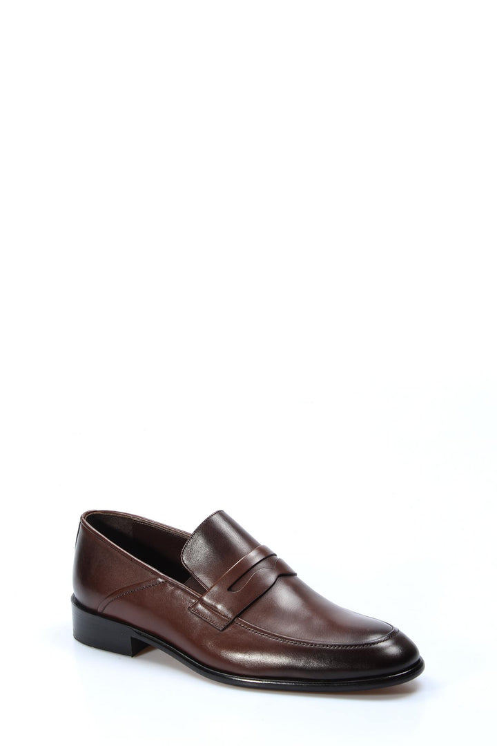 Men's Classic Brown Penny Loafers with Sleek Leather Finish - Wessi