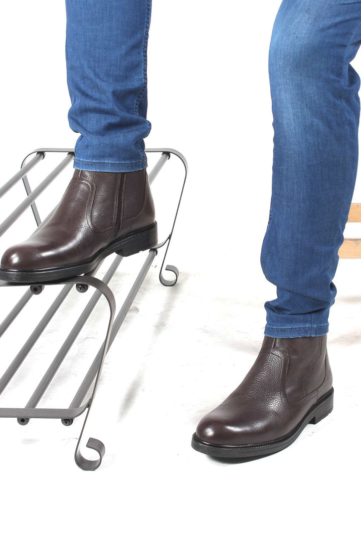 Мужские коричневые кожаные ботинки на меху — Wessi