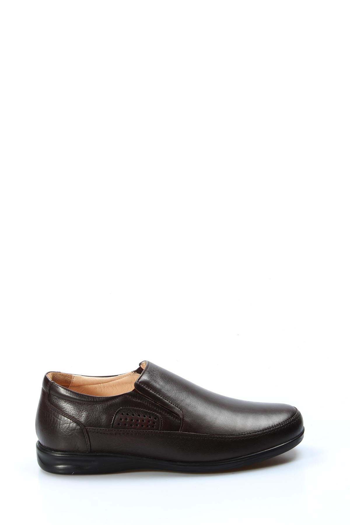Men's Brown Leather Slip-On Sneakers-Wessi