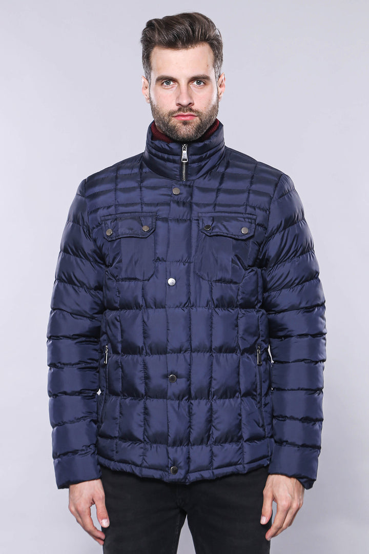 Cappotto invernale trapuntato da uomo blu navy - Wessi